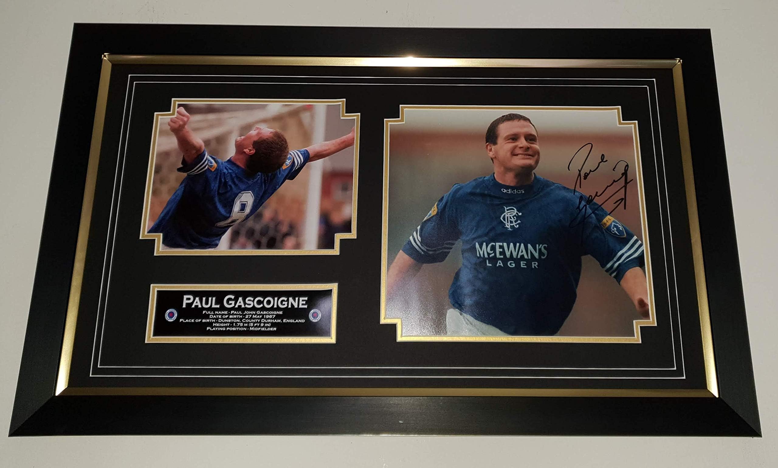 WWW.SIGNEDMEMORABILIASHOP.CO.UK RARE Paul Gascoigne of GLASGOW RANGERS Signed PHOTO