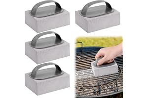 4Pcs Pumice Stone for Cleaning Oven, Grill Brick with Handle, BBQ Griddle Cleaner for Blackstone, Easy to Use BBQ Grill Clean