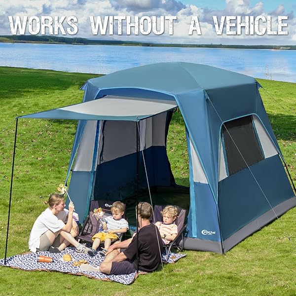 PORTAL 5-PERSON SUV TENT WITH PORCH, 2-IN-1 CAR CAMPING TENT, WATER-RESISTANT & WINDPROOF, TRUNK TENT WITH 2 DOORS FOR TRAVEL & OUTDOOR ADVENTURES