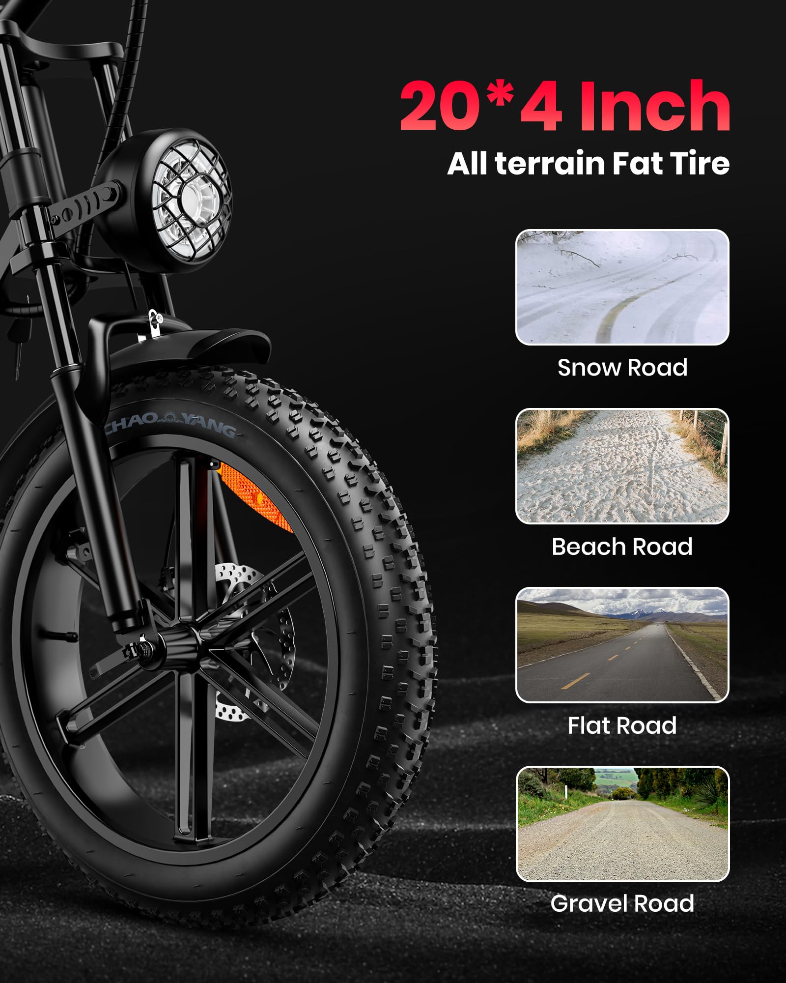 1500W Electric Fat Tire EBike – 20" Wheels, 48V 20Ah Removable Battery, 7-Speed