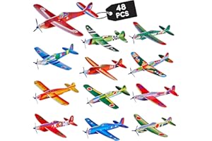 THE TWIDDLERS 48 Flying Gliders Airplane Toys 8" for Kids, Boys & Girls - Christmas Goodie Bags Birthday Party Favors - Easy to Assemble