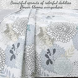 Cozy Line Home Fashions Nina Trista Flowers Aqua