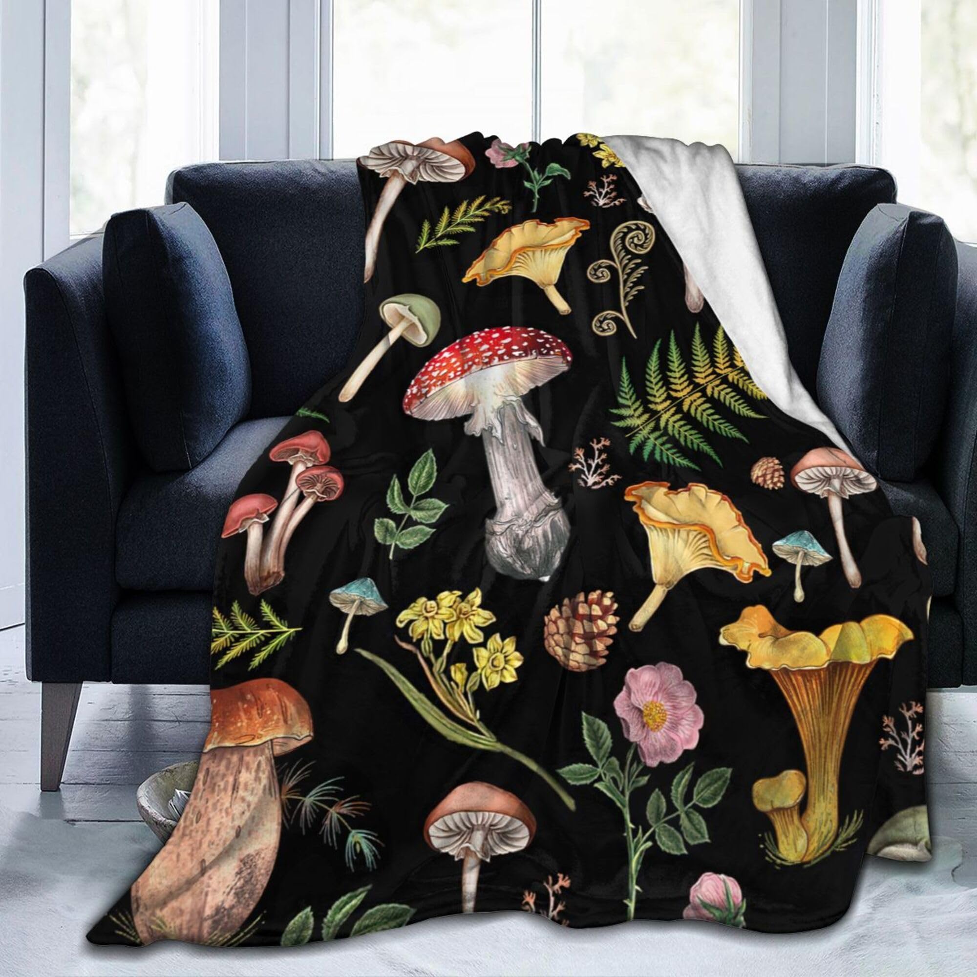 Abaysto Mushroom Flannel Fleece Bed Blanket Throw Blanket for Kids Lightweight Cozy Plush Blanket for Bedroom Living Rooms Sofa Couch 150x200cm(60x80 Inch)