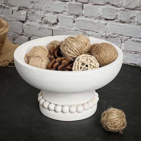 メーカー公式ショップ レアルチャイルドMud Pie Wood Beaded Chip And Dip Bowl, Natural, dish