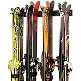 StoreYourBoard Ski Wall Storage Rack, Holds 8 Pairs, Steel Home and Garage Skis Mount