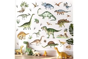 decalmile Dinosaur Wall Decals Jungle Dinosaur Volcano Cave Dino Wall Stickers Baby Boy Kid Bedroom Playroom Wall Decor