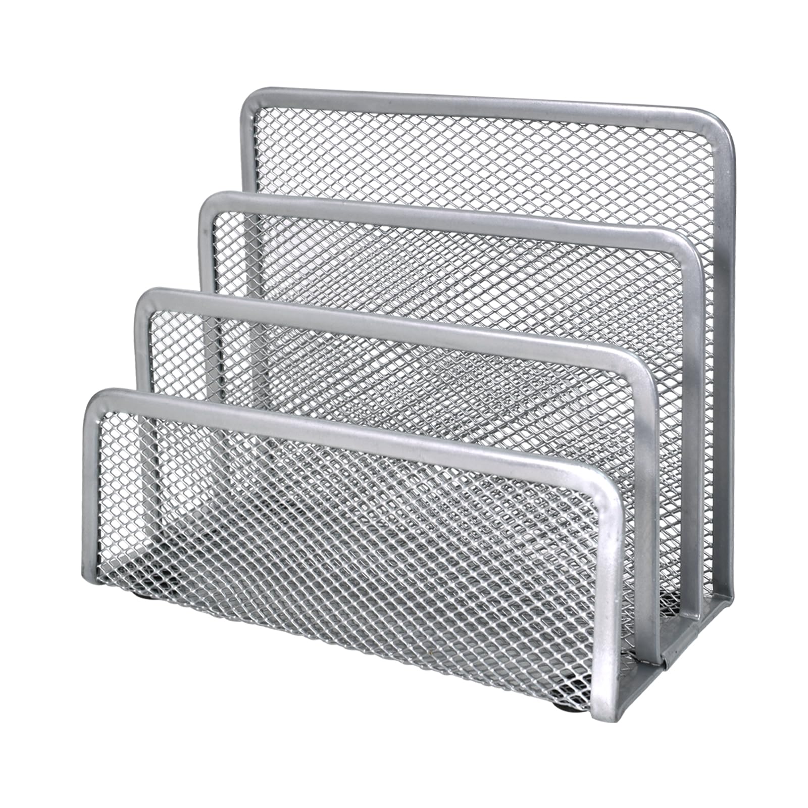 Desktop Mail Sorter, Metal Letter Tray, Vertical Metal Letter Organizer with 3 Compartments, Desk and Office Organizer, for Folders, Papers and Book, Silver