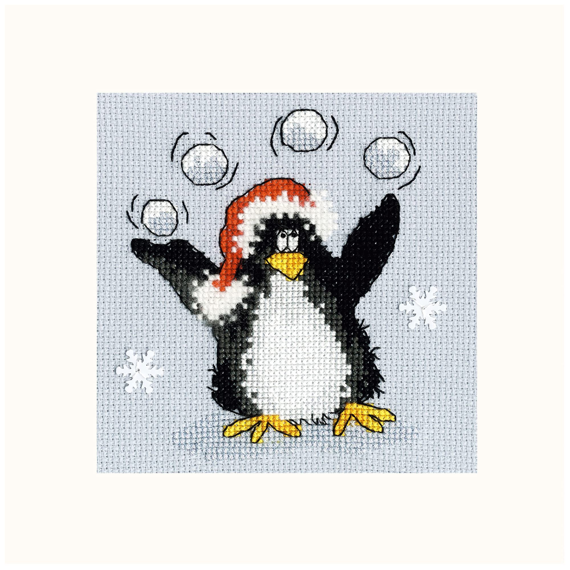Bothy Threads Christmas Card Cross Stitch Kit - PPP Playing Snowballs