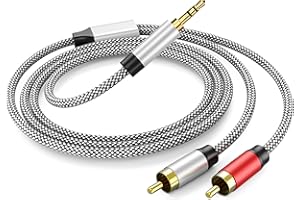 PPTVC 3.5mm to 2RCA Audio Cable 3ft, Auxiliary Adapter,Stereo Splitter Cable AUX, RCA Y Cord for Smartphone,Speakers,Tablet,HDTV,MP3 Player