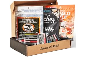 Sampler Jerkygram by Man Crates – Includes 5 Delectably Different Meat Varieties – Exotic, Booze-Infused, Bacon, Spicy and Our On-The-Go Favorite Stick – Great Gifts for Men