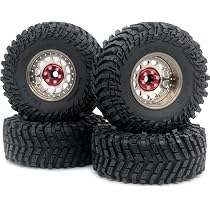 HOBBYSOUL 4-Pack 2.2" Beadlock Wheels & Tires For RC Crawlers - Adjustable Offsets, 145mm Tires (Axial Capra, Ryft Compatible)