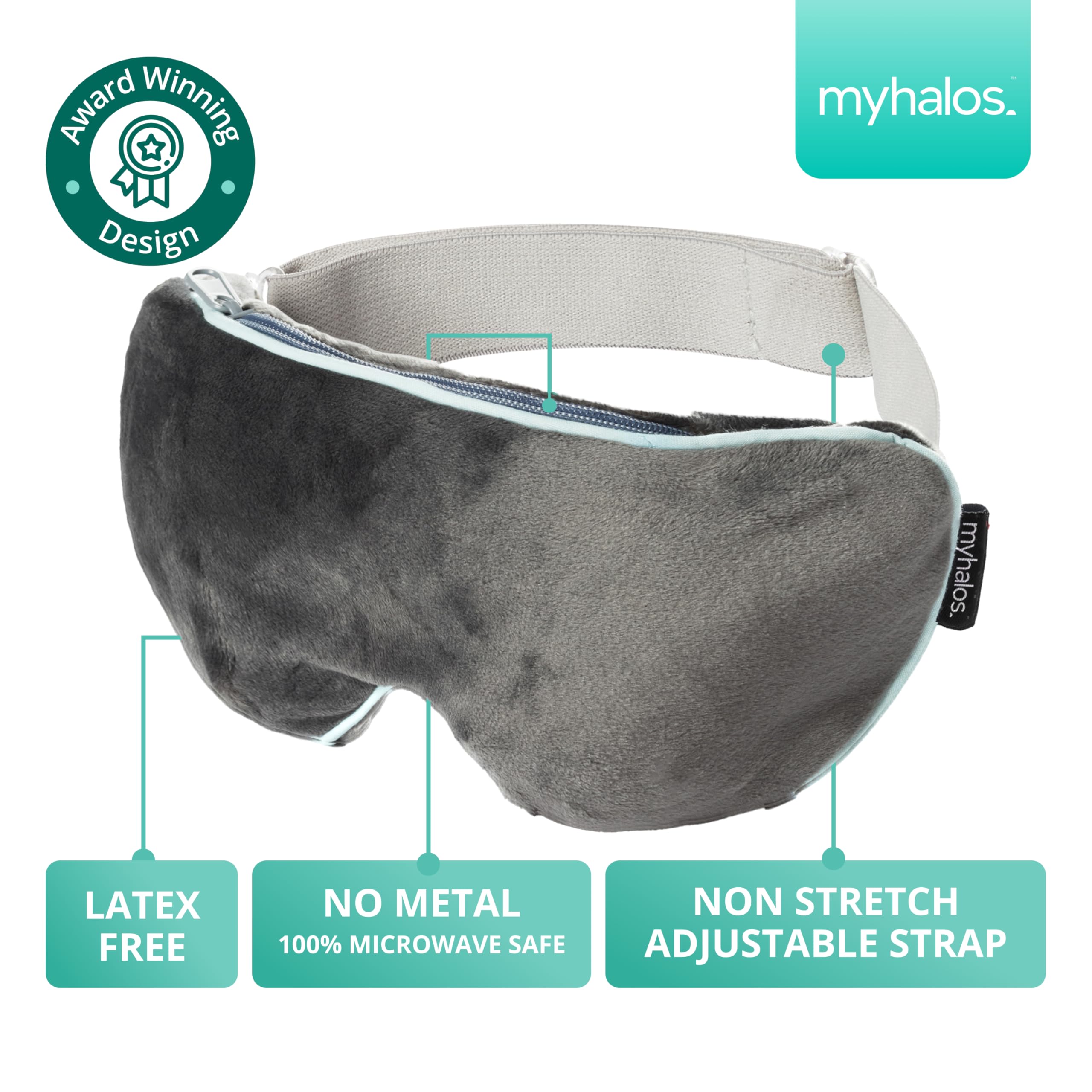 MyHalos® Heated Eye Mask for Dry Eyes - Steam Warm Compress for Eyes - Remove Styes, Chalazion Therapy Warming and Heating Pad Hot Compress - Moist Heat Mask for Blepharitis & MGD