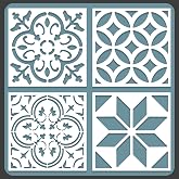 STENCILOGY / 4 pcs. 16 x 16 Inches/Tile Stencil Set, Reusable Tile Stencils Set for Painting, Furniture, Floor/Household Paint Wall Stencils (16x16 inches)
