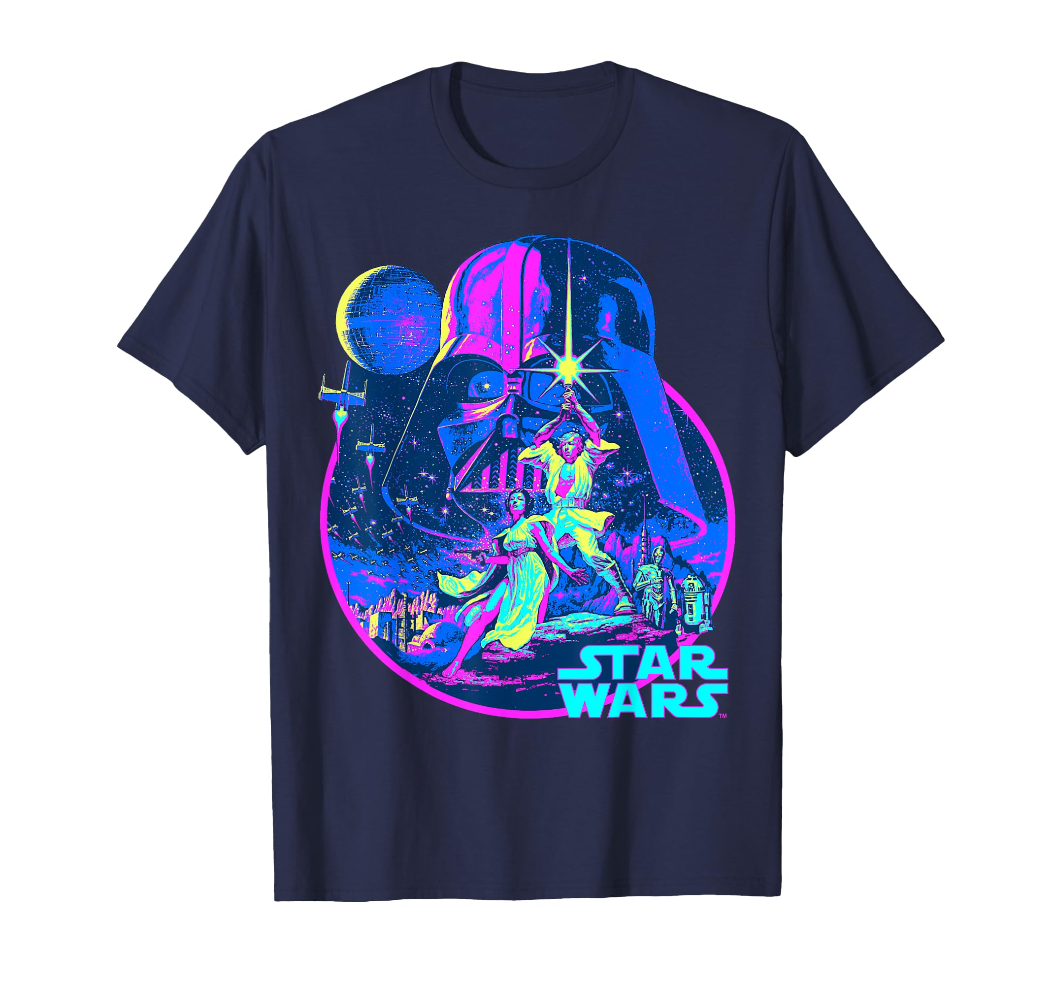 STAR WARS Classic Bright Neon Poster Art Disney+ T-Shirt