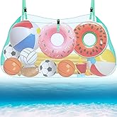 Extra Large Pool Toy Storage Net - 71x47 Inch Heavy Duty Mesh Organizer With 20 Hooks