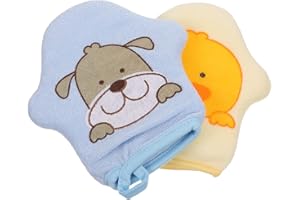 Healifty Baby Bath Mitts Star Shaped Washcloths Soft Cotton Scrubbers with Hanging Loop for Newborns Infants Kids Lightweight