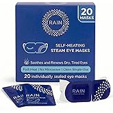 Rain Self Heating Steam Eye Mask for Dry Eyes - Warming Eye Compress with Moist Heat Therapy - Disposable Hot Compress Relief for Stye Treatment, Eye Fatigue & Dry Eye Relief (20 Masks)