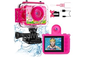 GKTZ Kids Waterproof Camera Toys for 3-12 Years Old Girls Christmas Birthday Gifts Kids Selfie Camera Toddler Underwater Spor