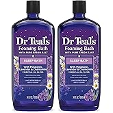 Dr Teal's Foaming Bath with Pure Epsom Salt, Sleep Blend with Melatonin, Lavender & Chamomile Essential Oils, 34 fl oz (Pack of 2)