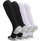 Ultrafun 4 Pairs Soccer Socks Men Youth Kids Cushioned Knee High Team Sports Football Socks