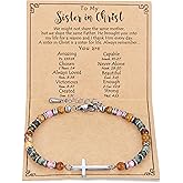 Junifi Dainty Cross Bracelet for Women, Easter Basket Stuffers for Teens, Christian Gifts for Women Friends Sister Daughter Mom Sister in Christ on Birthday Valentine's Christmas