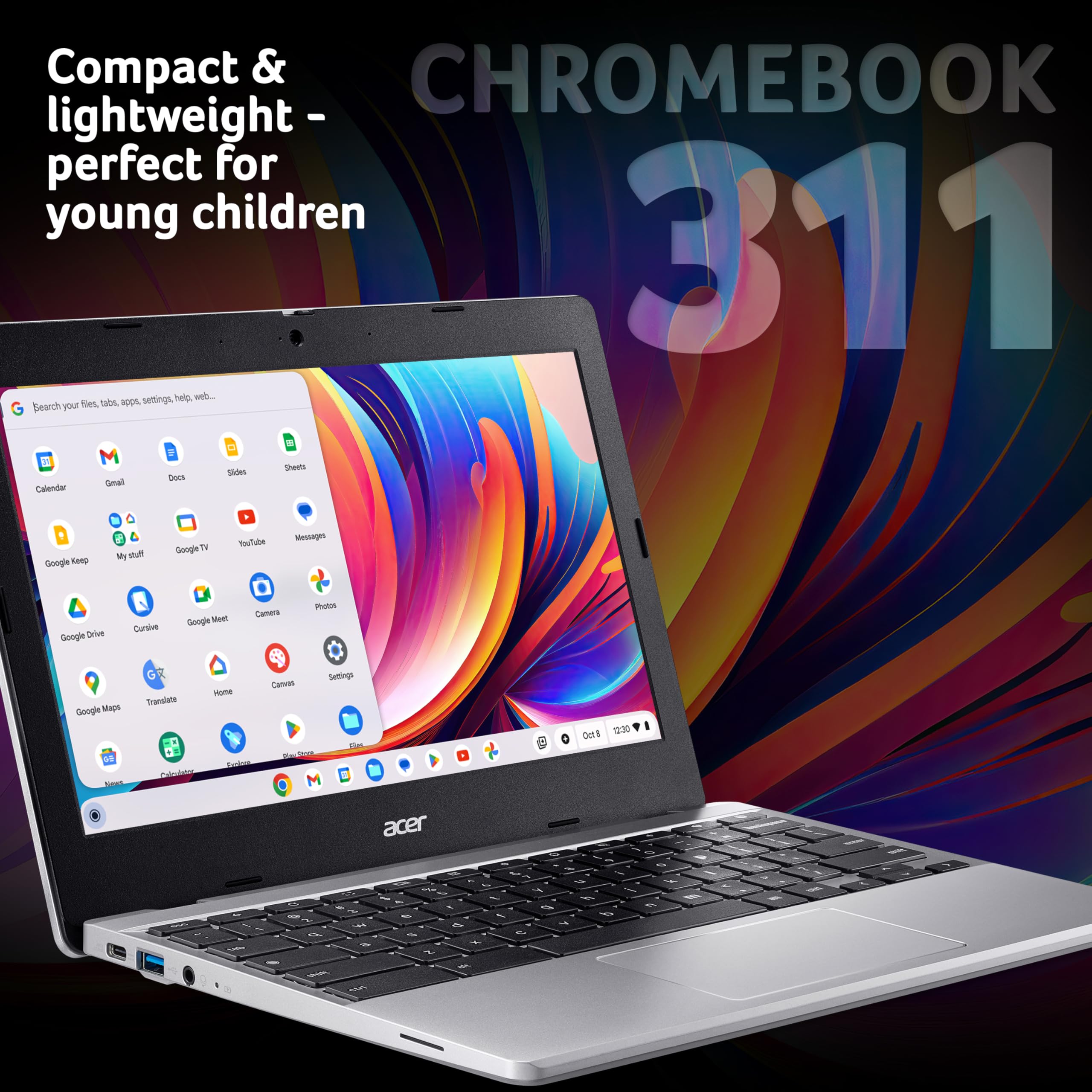 acer Chromebook 311 CB311-12H Laptop - Intel N100, 4GB, 64GB eMMC, Integrated Graphics, 11.6