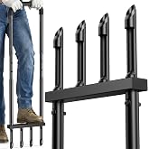 Knee-Friendly Manual Lawn Aerator, Adjustable 43.3&ndash;48.5",Black, Square Tube | Stainless Steel Core Aerator with 4 Hollow Tines,Thickened Square-Tube Step Yard Aeration Tool for Lawn Care&amp;Compacted Soil