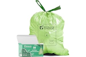 Emily's Choice Biodegradable Trash Bag Code Q (50 count), Heavy Duty Tall Trash Bag compatible with Simplehuman Code Q,13-17 Gallons, ATSM 6954, D2W, 1.2mil / 30 micron Thickness