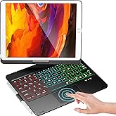 NOKBABO iPad 9th Generation Case with Keyboard 360° Rotatable Touchpad and 7 Color Backlight & Pencil Holder for iPad 9th/8th/7th Gen 10.2 inch & iPad Air 3rd Gen/iPad Pro 10.5 inch - Black
