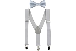 HANERDUN Kids Suspenders Bowtie Sets Adjustable Suspender Set for Boys and Girls