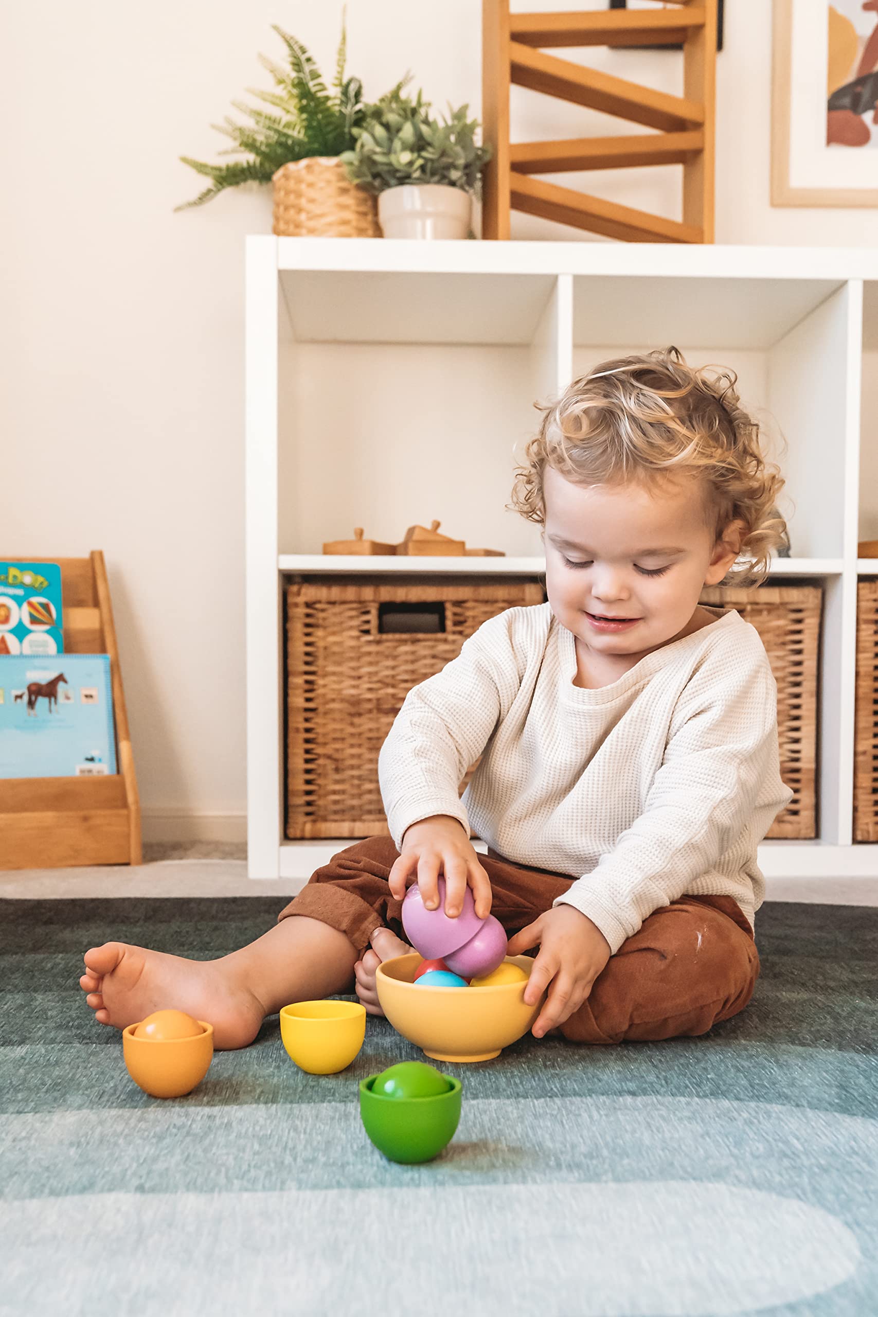 Ibwaae Wooden Color Sorting Balls Game Peg Board Rainbow Color Matching Toys 12 Pcs Activities Balls Montessori Toys For Toddlers - View #10