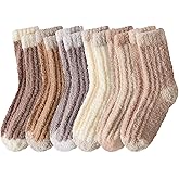 Yekblossom Winter Warm, Comfortable Fluffy socks for women,Slipper Socks, Cloud Socks, Home Sock Fuzzy Socks for Women - 6 Pairs US Shoe Sizes 6-9