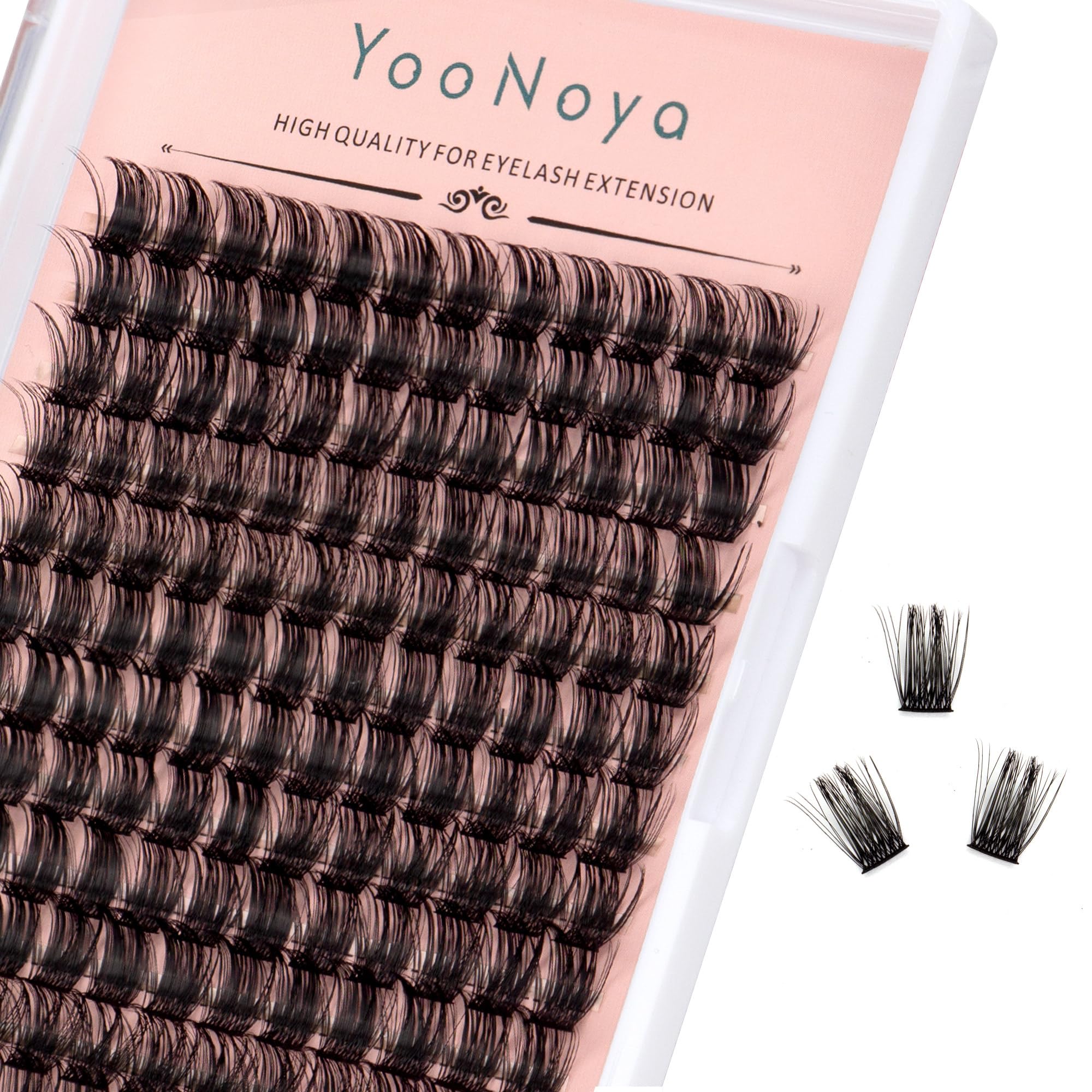 YOONOYA Lash Clusters 144 Pcs Individual Lashes 14mm D Curl Cluster Eyelash Extensions Natural Wispy Cluster Lashes Reusable Eyelash Extension Lasting Lash(QD-14mm)
