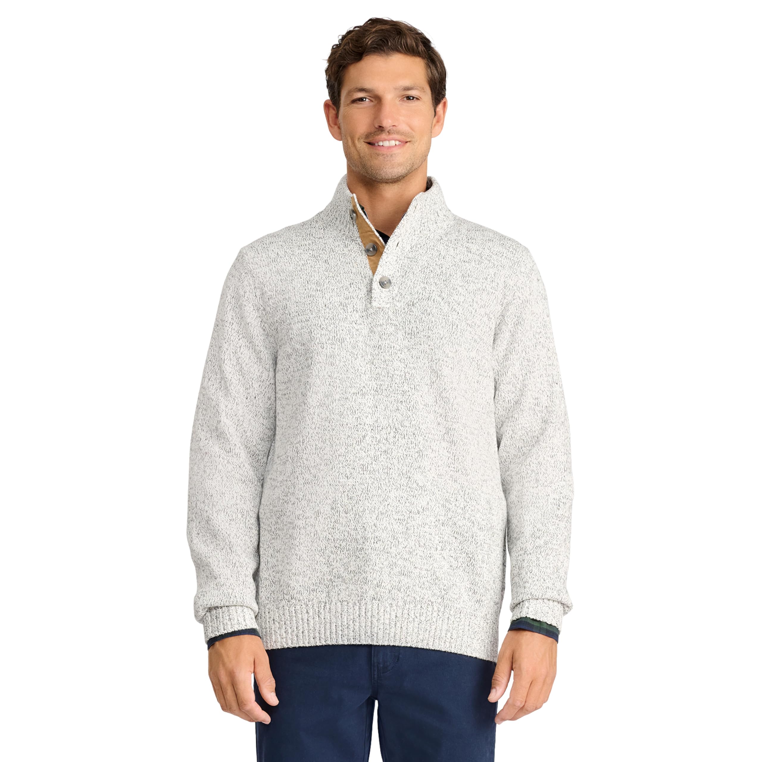 IZOD Men’s Button Mock Sweater, Vanilla Ice