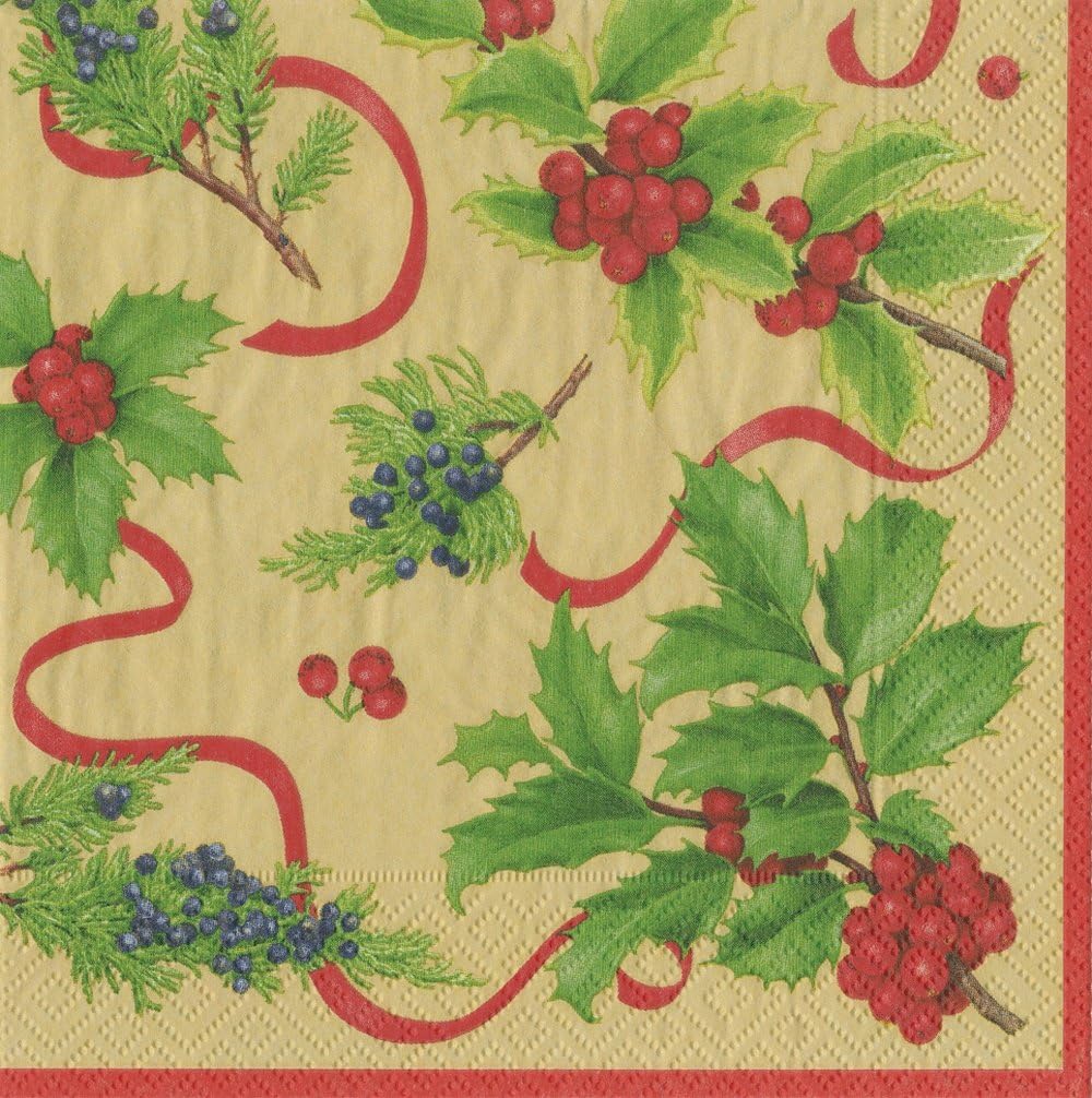 Caspari 13931L Christmas Trimmings Gold Luncheon paper