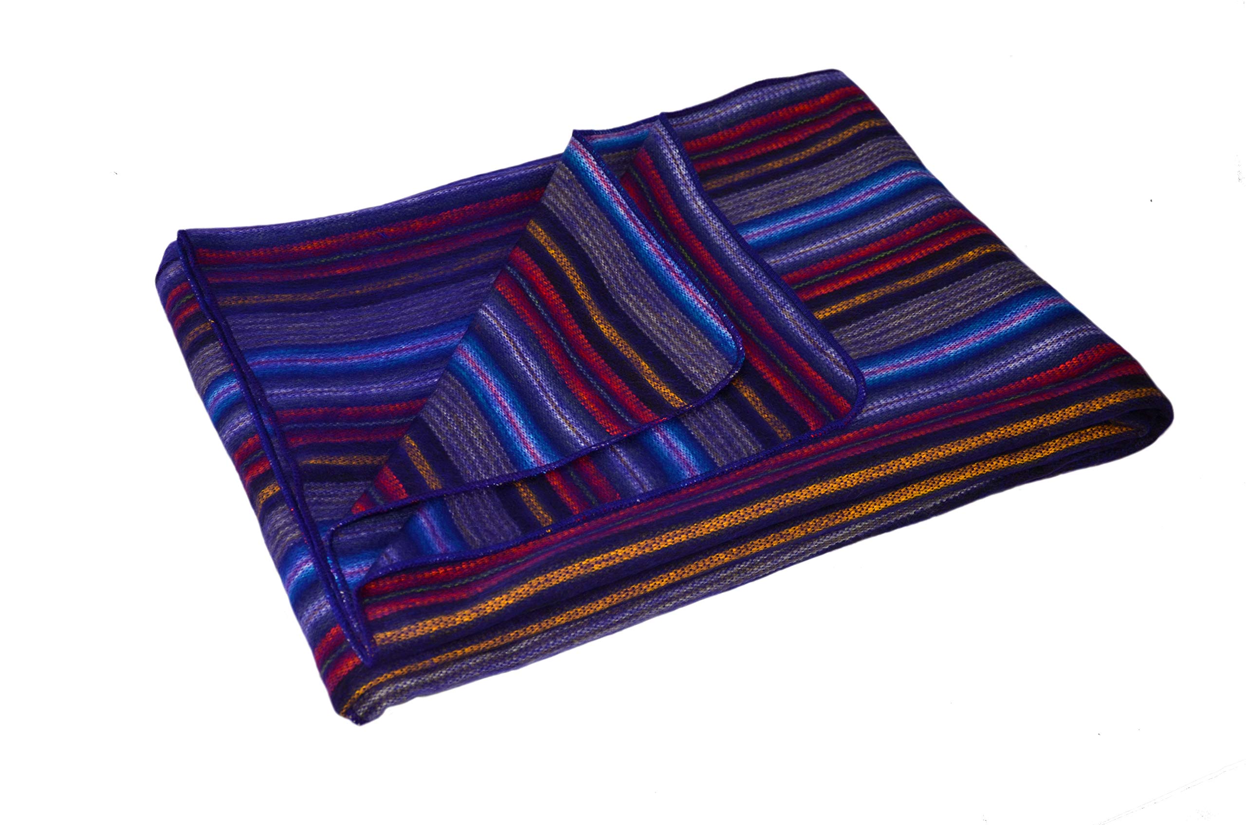 Alpaca Land, Handmade Ecuadorean Alpaca Wool Blankets/Throws (Small Stripe Purple Shades)