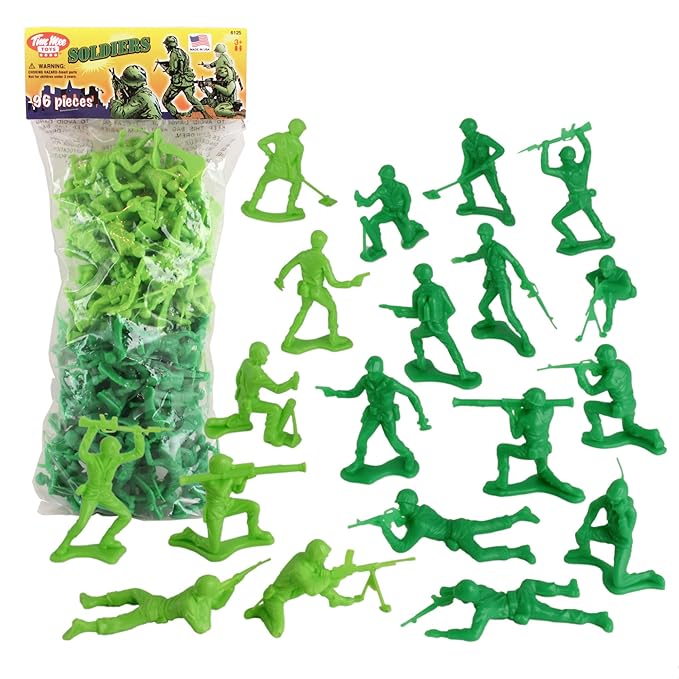 Buy TimMee Plastic Army Men Green vs. Green 96pc 2in Soldier Figures