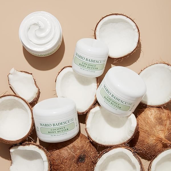MARIO BADESCU COCONUT BODY BUTTER FOR ALL SKIN TYPES | BODY MOISTURIZER FOR SMOOTH AND RADIANT SKIN |FORMULATED WITH SHEA BUTTER| 8 OZ
