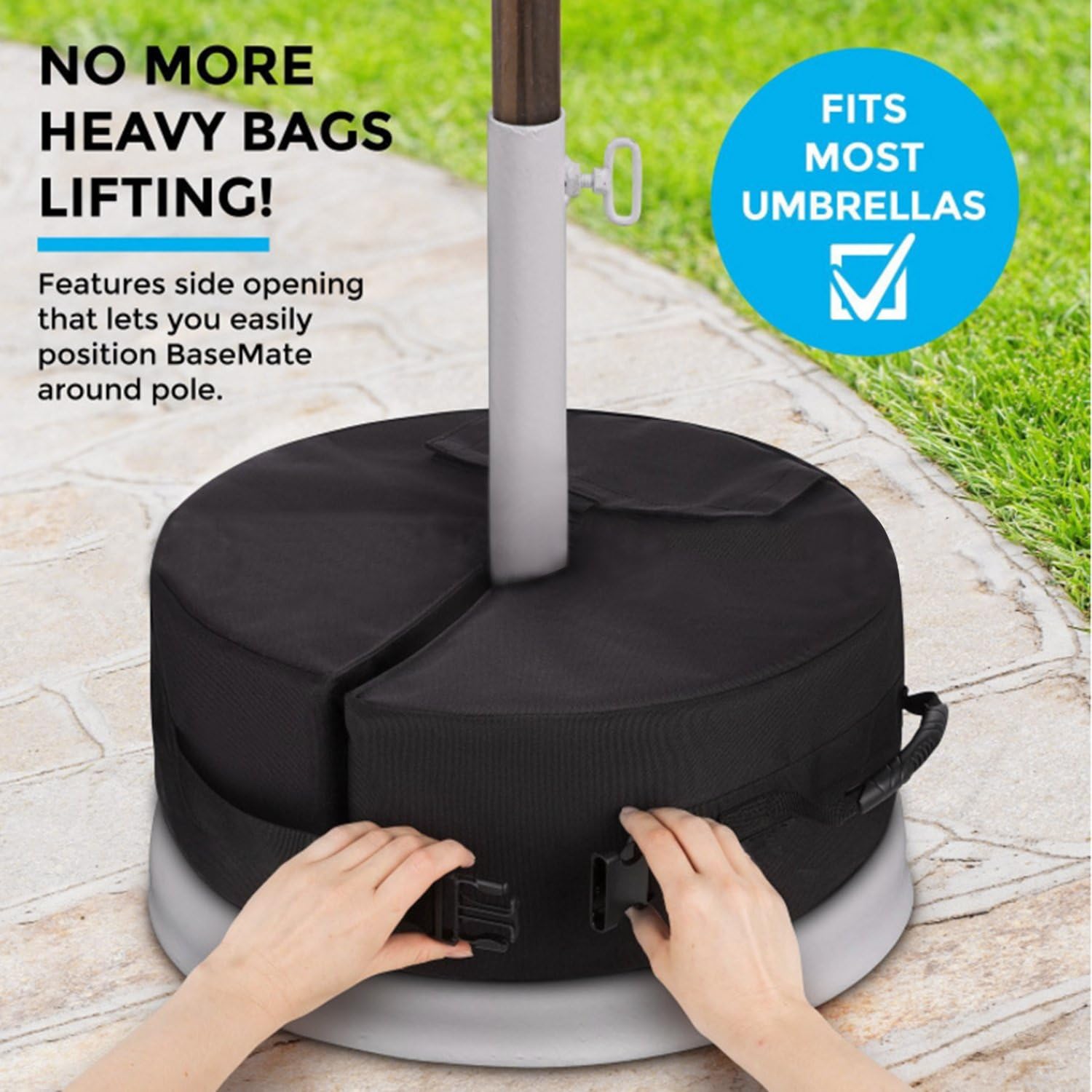 Yami Detachable Patio Umbrella Base Weight Bag 18 Round With Large Opening And 2 Handle For Offset Cantilever Or Standard Outdoor Patio Umbrella Or Flagpole Heavy Duty Weather Resistant Round Amazon Co Uk Garden
