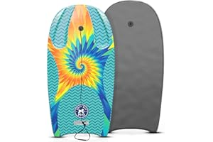Back Bay Play 26"-41" Body Boards - Lightweight EPS Core Boogie Boards for Beach - Bodyboard, Boogie Board for Beach Kids with Wrist Leash Surfing for Kids & Adults