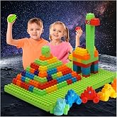 DUVRY 177 PCS 1 * 1-1 * 3 Inch Large Building Blocks for Toddlers Ages &ndash; Brick Set with Cars &amp; Baseplate, Educational STEM Toy for Kids Blocks