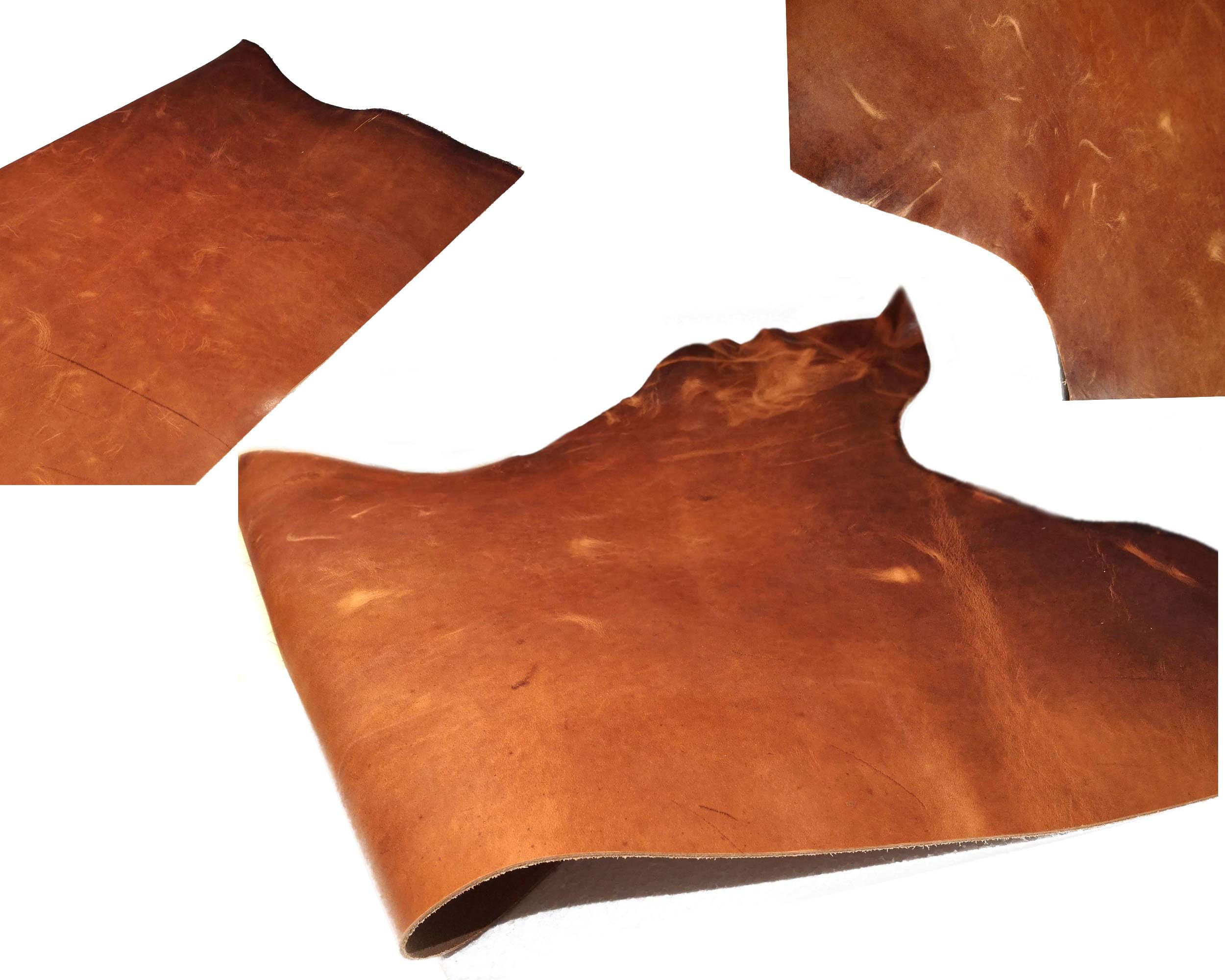 Vegetable Tanned Leather, Antique Vintage Look Cow Hide, 2mm-2.2mm (5oz - 6oz) - Horween Tooling Leather AAA-Grade Pieces Avail In Various Sizes (17 inch x 12 inch)