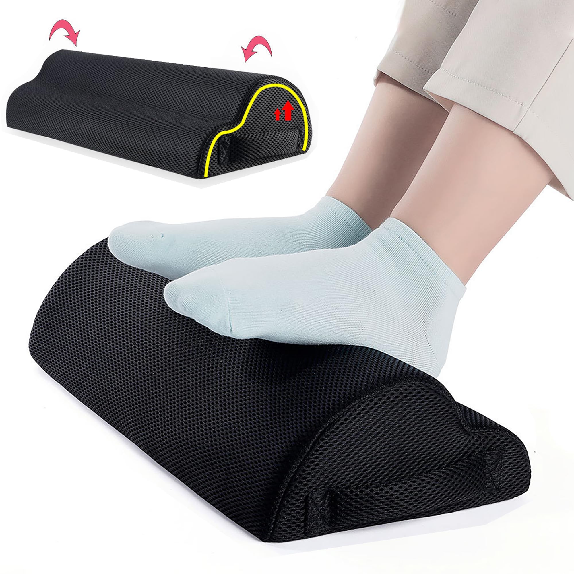 Foot Rest Under Desk Adjustable Height Ergonomic Footrest Cushion, Non-Slip, for Optimum Leg Compact Supportive Feet Stool Foam Pillow Relax Feet Knees for Home Office Travel