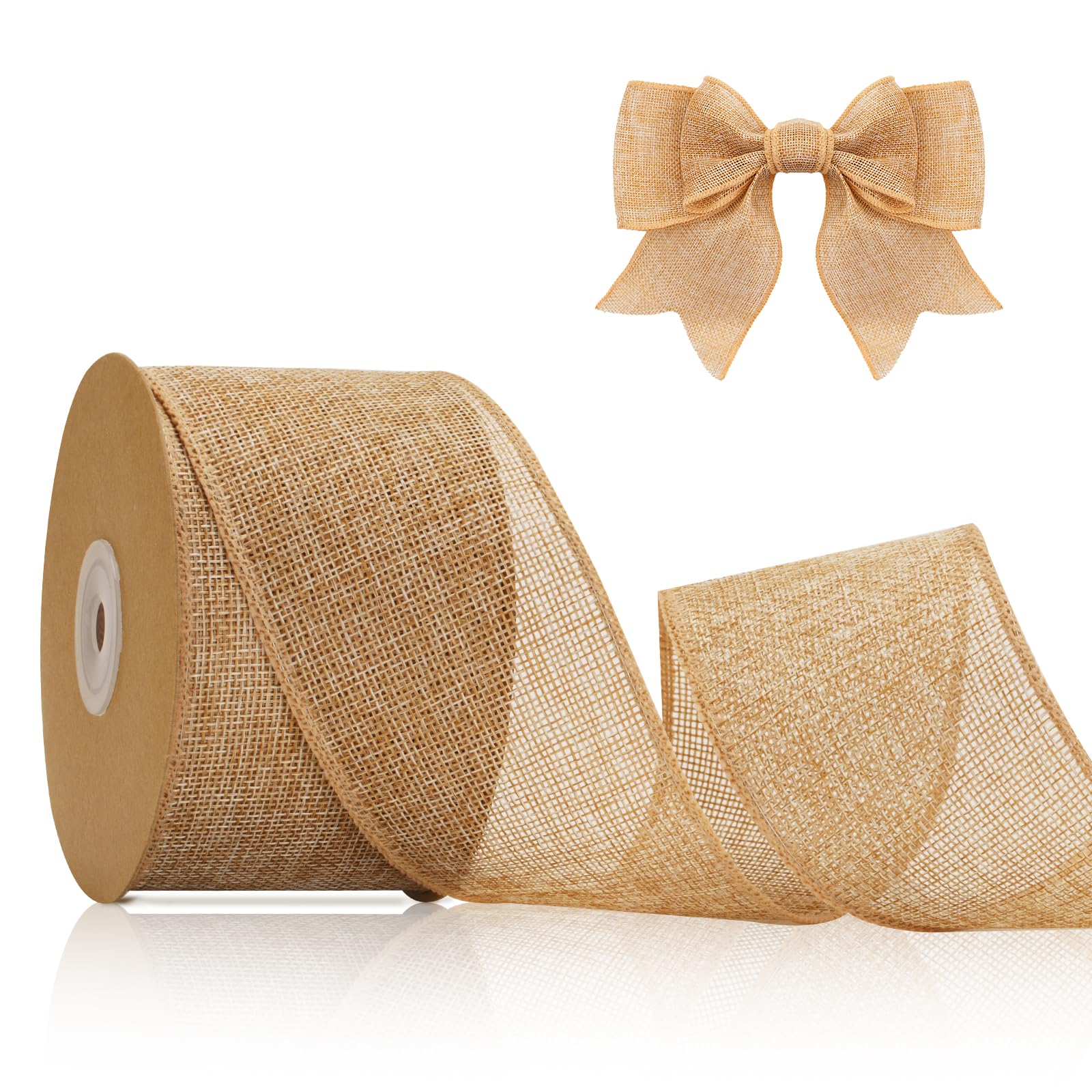 jijAcraft 6.4CM Wired Burlap Ribbon: 10m Brown Hessian Ribbon Roll Natural Hessian Ribbons for Gift Wrapping, Rustic Jute Burlap Ribbons for Making Bows, DIY Crafts, Wedding, Christmas Decoration