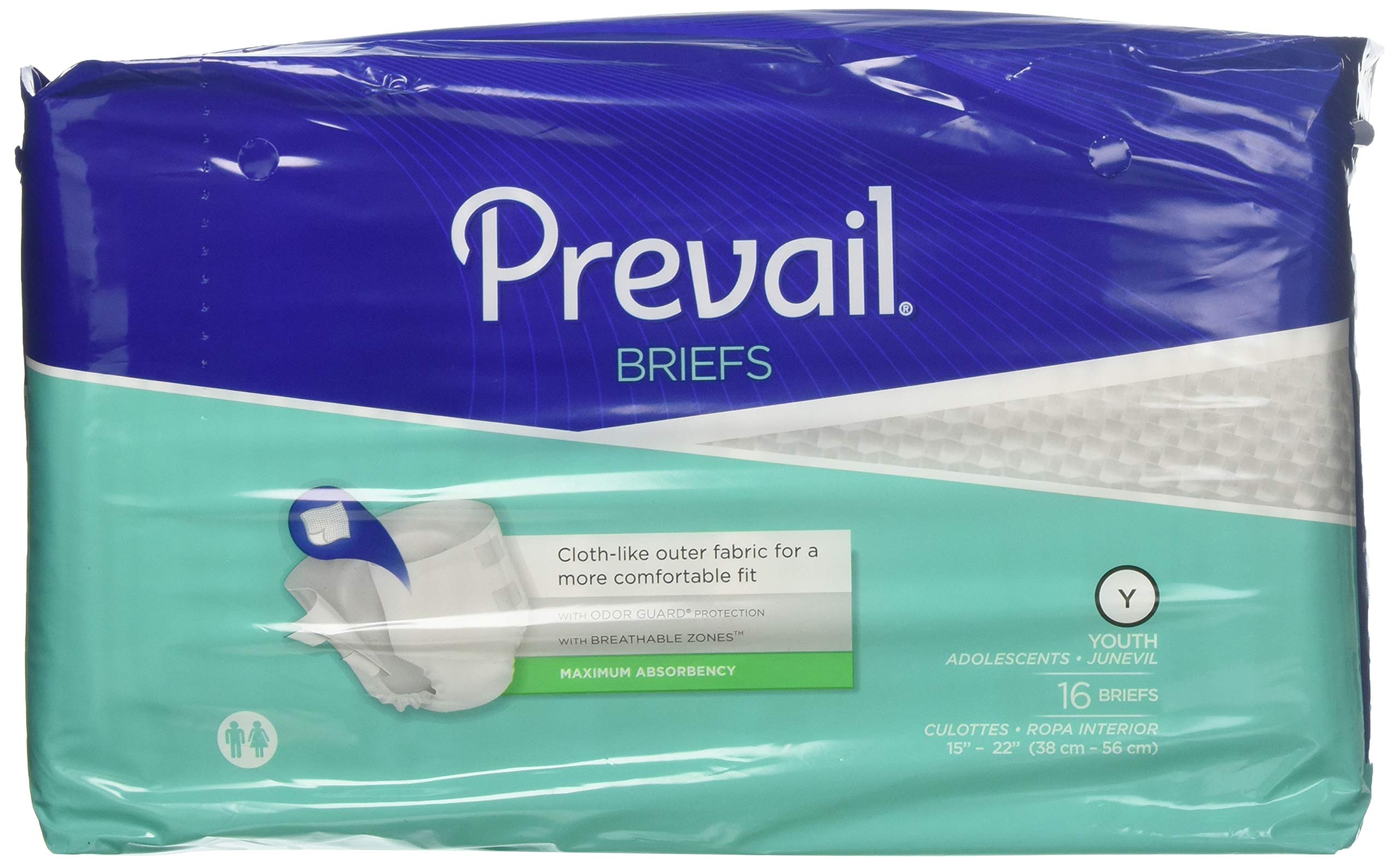 PrevailMaximum Absorbency Incontinence Briefs, Youth, 16 Count