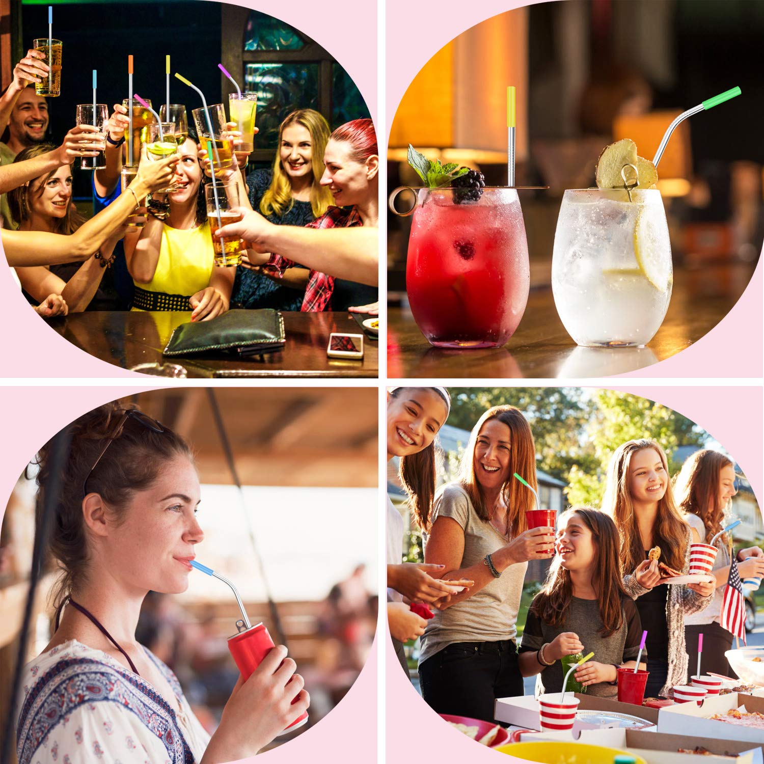 Stainless Steel Straws, GDREAMT Set of 14 Reusable Drinking Straws Ultra Long 10.5\