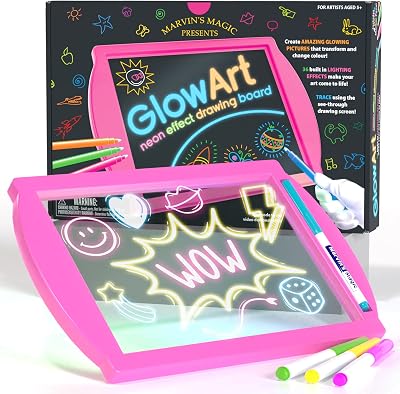 Marvin's Magic Glow Art LED Drawing Board Pink Light Up Pad 4 Pens Ages 5+