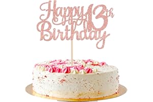 ZHUOWEISM 1 PCS Happy 13th Birthday Cake Topper Glitter Official Teenager Thirteen Cheers to 13 Years Cake Pick for Thirteen 