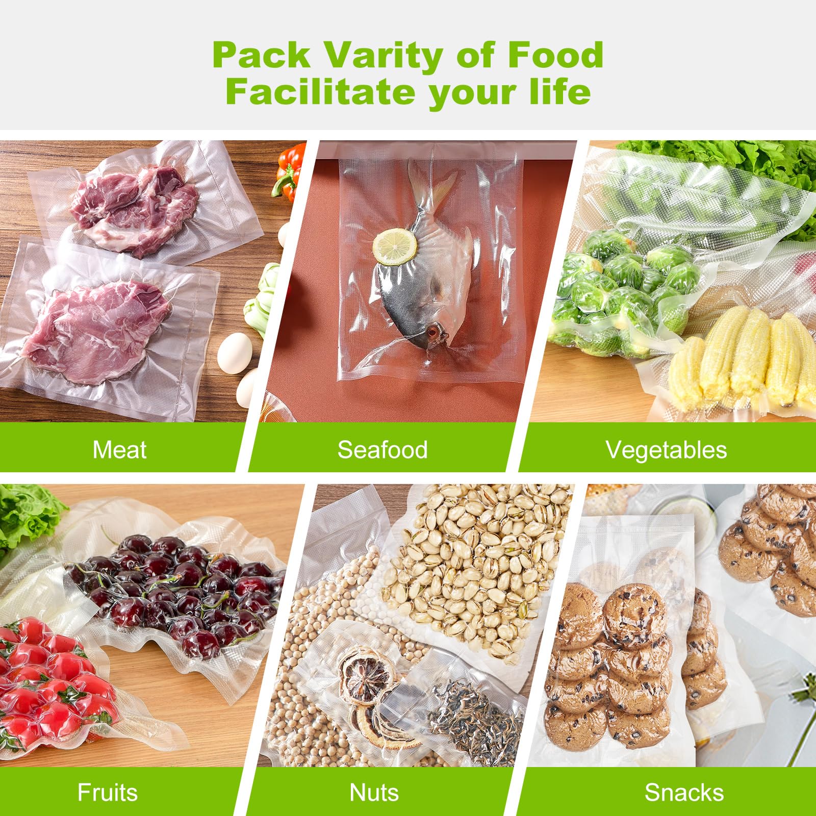 Bonsenkitchen Vacuum Sealer Bags, 8