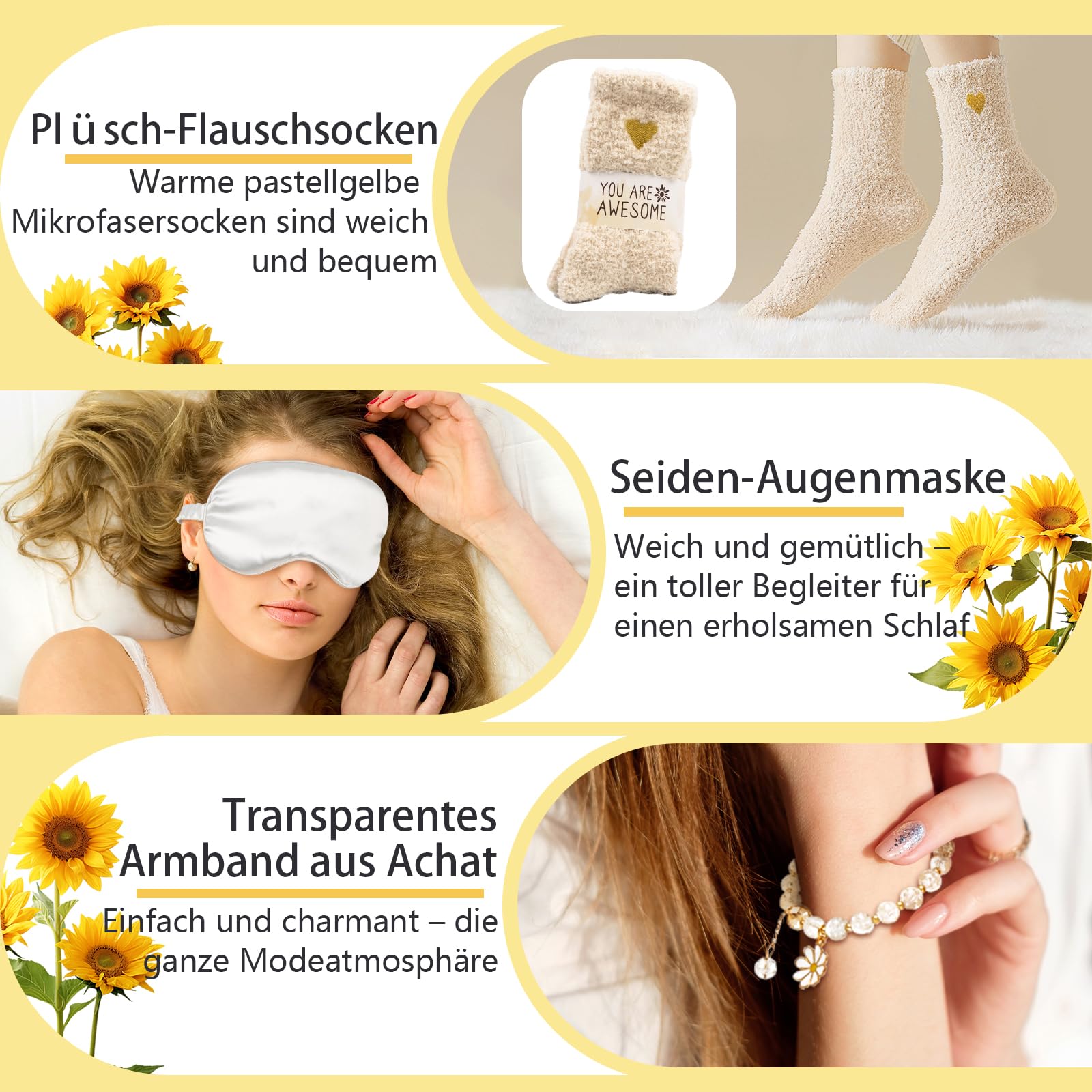 Birthday Gifts for Women, Sunflower Self-Care Package, Sending Sunshine Get Well Gifts for Women, Her, Sister, Mom, Best Friends, Unique Relaxation Spa Basket Perfect for Valentine's Mother's Day